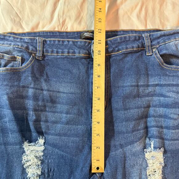 Jack David Womens Plus Size 20 Blue Denim Jeans Stretch Skinny Ripped Distressed - Picture 6 of 8